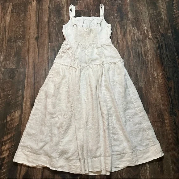 Anthropologie Linen square neckline midi dress size Medium - Picture 7 of 16